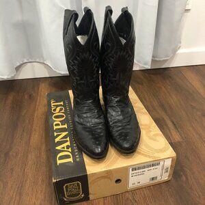 Dan Post Full Quill Ostrich Mens Black Cowboy Boots Sz 9.5EW w/ Box DP0310R